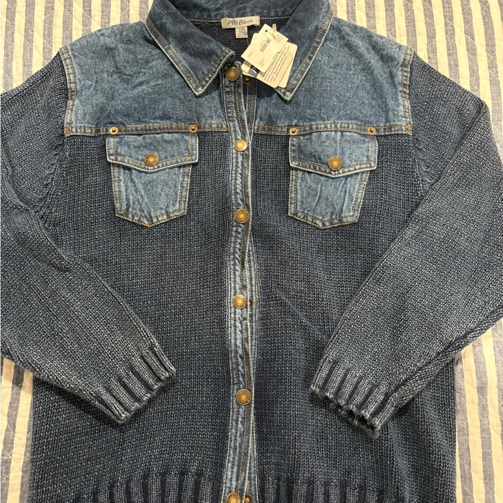 NWT ladies knit denim jacket/cardigan sweater